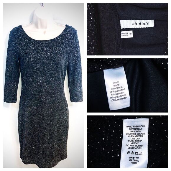Studio Y Sparkling Draped Back Bodycon Sz S - Picture 7 of 7